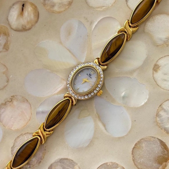Gold and Brown Vintage Oval Watch